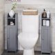 VASAGLE Slankt badev�relsesgulvskab med d�r og hylder, fritst�ende badev�relsesopbevaringsenhed, smalt badev�relsesskab med toiletpapiropbevaring, justerbare hylder, duegr� BBC310P36
