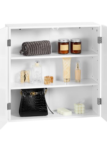 VASAGLE BBC320W01 badev�relsesv�gskab, m. 2 l�ger og 2 hylder - mat hvid MDF