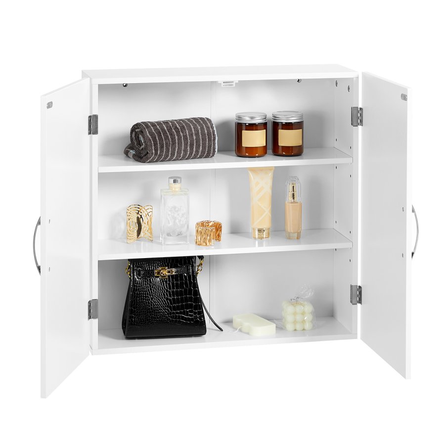 VASAGLE BBC320W01 badev�relsesv�gskab, m. 2 l�ger og 2 hylder - mat hvid MDF