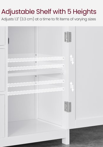 Fritst�ende gulvopbevaringsm�bel med justerbar hylde, badev�relsesskab med 3 skuffer, til hjemmet, hvid