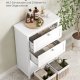 VASAGLE Badev�relsesskab, Opbevaringsskab, 2 skuffer med 1 s�t justerbare rumdelere, 2 kurve, Sidebr�t, 30 x 60 x 80 cm, Cloud White BBC545W02