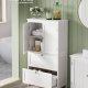 VASAGLE Badev�relsesskab med opbevaring, Fritst�ende badev�relsesskab med 2 skuffer og 2 d�re, justerbar hylde, 28 x 51 x 102 cm, hvid BBC551P31