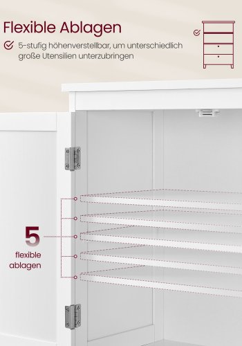 VASAGLE Badev�relsesskab med opbevaring, Fritst�ende badev�relsesskab med 2 skuffer og 2 d�re, justerbar hylde, 28 x 51 x 102 cm, hvid BBC551P31