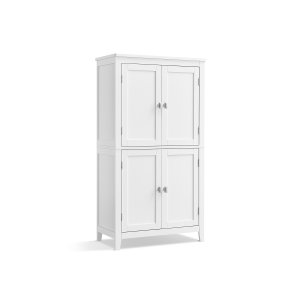 VASAGLE Badev�relsesgulvskab, Badev�relsesopbevaringsenhed, Fritst�ende Skab med 4 D�re, Justerbare Hylder, 28 x 51 x 102 cm, Hvid UBBC552P31