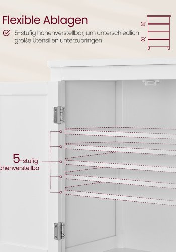 VASAGLE Badev�relsesgulvskab, Badev�relsesopbevaringsenhed, Fritst�ende Skab med 4 D�re, Justerbare Hylder, 28 x 51 x 102 cm, Hvid UBBC552P31