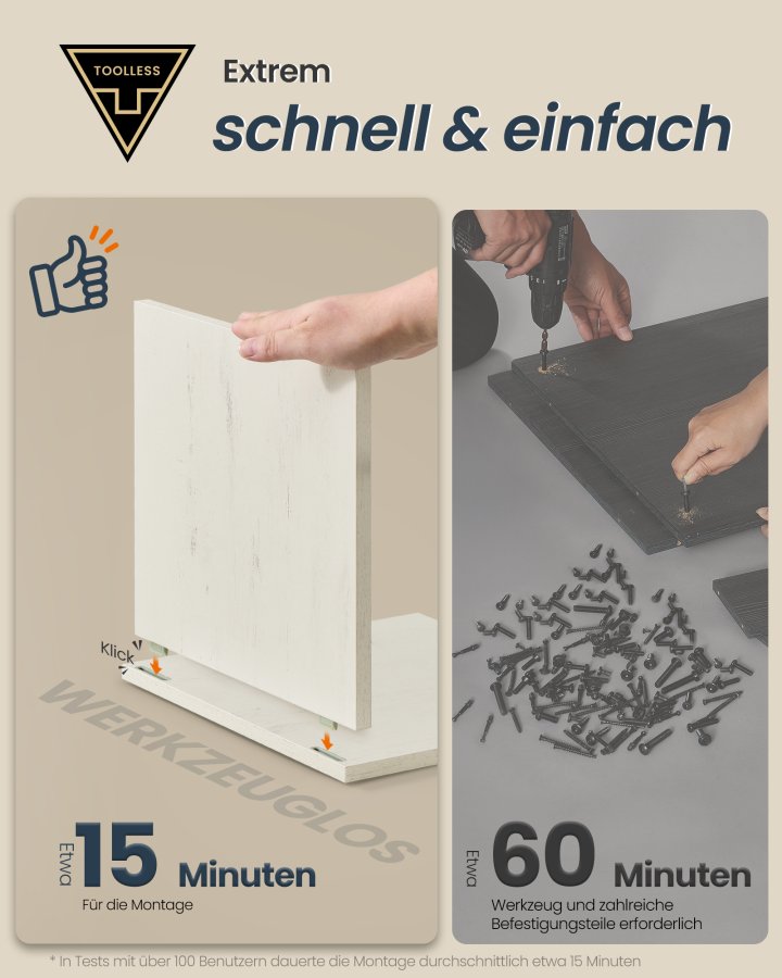 SONGMICS HOME BBC667WJ01 Badev�relsesskab, V�rkt�jsfri Teknologi, Super Hurtig V�rkt�jsfri Samling, Smalt Badev�relsesskab, Justerbare Hylder, Stue, Entr&eacute;, 30 x 30 x 170 cm, Vintage Hvid