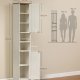 SONGMICS HOME BBC667WJ01 Badev�relsesskab, V�rkt�jsfri Teknologi, Super Hurtig V�rkt�jsfri Samling, Smalt Badev�relsesskab, Justerbare Hylder, Stue, Entr&eacute;, 30 x 30 x 170 cm, Vintage Hvid