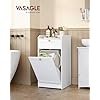 VASAGLE Badev�relsesskab med vasket�jskurv, badev�relsesopbevaringsm�bel med 1 skuffe og 1 vasket�jskurv, aftagelig vasket�jskurv med h�ndtag, 40 x 40 x 80,2 cm, Cloud White BBC741W01