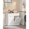 VASAGLE Badev�relsesskab med vasket�jskurve, badev�relsesopbevaringsm�bel med 2 skuffer og 2 vasket�jskurve, aftagelige vasket�jskurve med h�ndtag, 40 x 78,9 x 80,2 cm, Cloud White BBC751W01