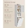 VASAGLE H�jt badev�relsesskab med vasket�jskurv, opbevaringsm�bel, aftagelig vasket�jskurv med h�ndtag, rum med d�r, badev�relsest�rn, 40 x 40 x 170 cm, Cloud White BBC761W01