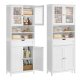 VASAGLE Opbevaringsskab, Fritst�ende badev�relsesopbevaringsm�bel med justerbare hylder, skuffe, �bne rum, til badev�relse, stue, k�kken, Cloud White UBBC768W01