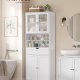 VASAGLE Opbevaringsskab, Fritst�ende badev�relsesopbevaringsm�bel med justerbare hylder, skuffe, �bne rum, til badev�relse, stue, k�kken, Cloud White UBBC768W01