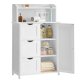 VASAGLE Badev�relsesskab St�ende med D�r Str�mskinne Skuffer Skab til Toiletpapir Toiletskab Justerbare Hylder 30 x 60 x 100 cm Cloud White BBC775W03