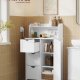 VASAGLE Badev�relsesskab St�ende med D�r Str�mskinne Skuffer Skab til Toiletpapir Toiletskab Justerbare Hylder 30 x 60 x 100 cm Cloud White BBC775W03