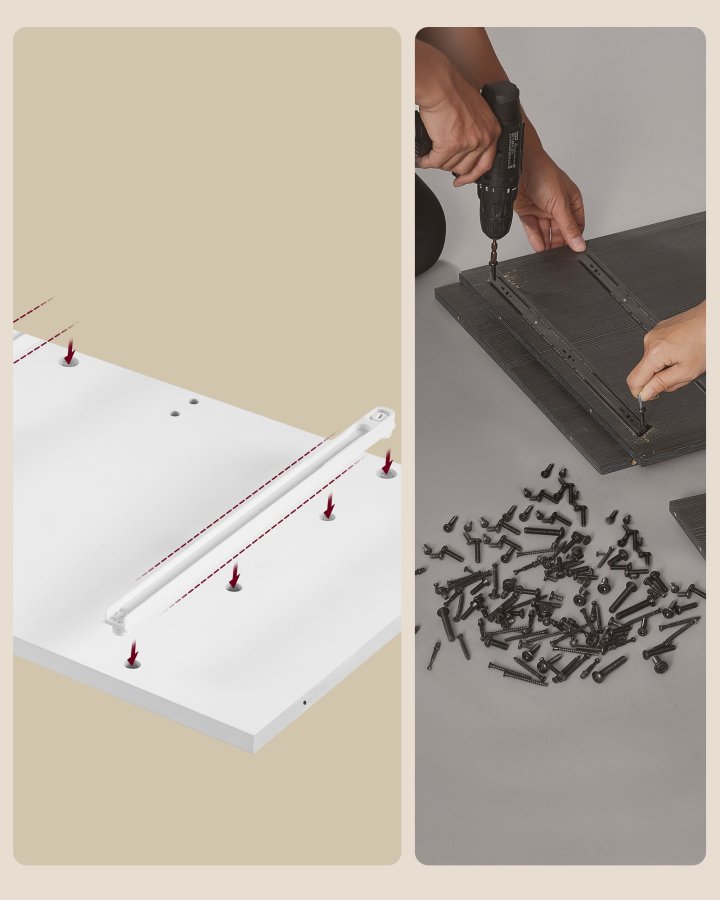 VASAGLE Badev�relsesskab St�ende med D�r Str�mskinne Skuffer Skab til Toiletpapir Toiletskab Justerbare Hylder 30 x 60 x 100 cm Cloud White BBC775W03