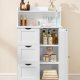 VASAGLE Badev�relsesskab St�ende med D�r Str�mskinne Skuffer Skab til Toiletpapir Toiletskab Justerbare Hylder 30 x 60 x 100 cm Cloud White BBC775W03