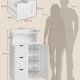 VASAGLE Badev�relsesskab St�ende med D�r Str�mskinne Skuffer Skab til Toiletpapir Toiletskab Justerbare Hylder 30 x 60 x 100 cm Cloud White BBC775W03