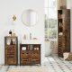 VASAGLE BBC901B01 badev�relsesunderskab til h�ndvask, m. 2 lamell�ger, 1 �bent rum, 1 hylde - rustik brun sp�nplade og sort st�l 