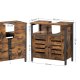 VASAGLE BBC901B01 badev�relsesunderskab til h�ndvask, m. 2 lamell�ger, 1 �bent rum, 1 hylde - rustik brun sp�nplade og sort st�l 