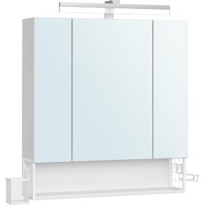 VASAGLE Badev�relsesskab med 3 d�re, spejlskab, v�gskab, stikkontakter, h�ngekurv, h�rt�rrerholder, masser af opbevaringsplads, til badev�relse, 16,5 x 70 x 75 cm, Cloudy White BBK126W01
