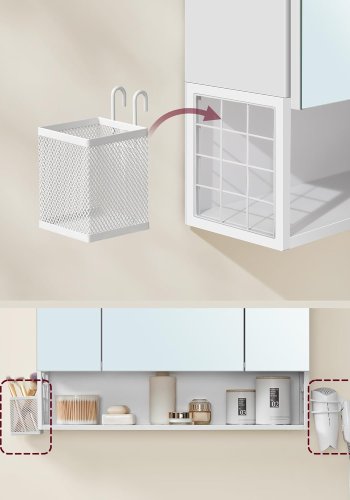 VASAGLE Badev�relsesskab med 3 d�re, spejlskab, v�gskab, stikkontakter, h�ngekurv, h�rt�rrerholder, masser af opbevaringsplads, til badev�relse, 16,5 x 70 x 75 cm, Cloudy White BBK126W01