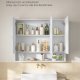 VASAGLE KAILYN Kollektion - Medicinskabsspejl, Badev�relsesv�gspejlskab med opbevaring, �bent rum, Justerbare hylder, 15 x 89 x 74 cm, Cloud White BBK130W01