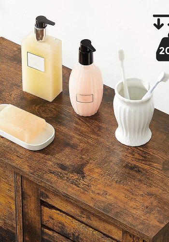 VASAGLE baderomsskap, m. 1 dr, 2 hyller, 3 skuffer - rustikk brun sponplate