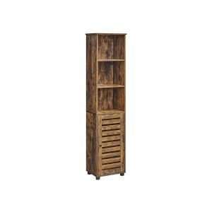 VASAGLE Badev�relsesskab, H�jt Badev�relsesskab, med 3 �bne rum, 2 justerbare hylder bagd�r, til Badev�relse, Stue, Entr&eacute;, K�kken, Stue, Rustik Brun BBK160X01