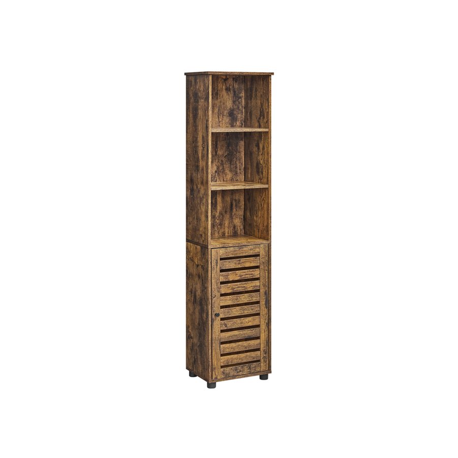 VASAGLE Badev�relsesskab, H�jt Badev�relsesskab, med 3 �bne rum, 2 justerbare hylder bagd�r, til Badev�relse, Stue, Entr&eacute;, K�kken, Stue, Rustik Brun BBK160X01