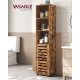 VASAGLE Badev�relsesskab, H�jt Badev�relsesskab, med 3 �bne rum, 2 justerbare hylder bagd�r, til Badev�relse, Stue, Entr&eacute;, K�kken, Stue, Rustik Brun BBK160X01