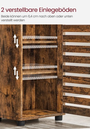 VASAGLE Badev�relsesskab, H�jt Badev�relsesskab, med 3 �bne rum, 2 justerbare hylder bagd�r, til Badev�relse, Stue, Entr&eacute;, K�kken, Stue, Rustik Brun BBK160X01