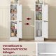 VASAGLE Siren Collection - Smalt badrumssk�p, frist�ende h&ouml;rnsk�p, toalettpappersh�llare, justerbara hyllplan, v&auml;ndbara v&auml;nster/h&ouml;gerd&ouml;rrar, Cloud White BBK312WB02