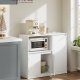 VASAGLE Custos Collection BBK373WB01 K�kkenskab Opbevaringsskab Sk�nk med Bordplade Mikrob�lgeovnshylde med 1 �bent Rum 3 D�re Justerbare Hylder Cloud White