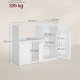 VASAGLE Custos Collection BBK373WB01 K�kkenskab Opbevaringsskab Sk�nk med Bordplade Mikrob�lgeovnshylde med 1 �bent Rum 3 D�re Justerbare Hylder Cloud White