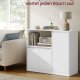 VASAGLE Custos Collection BBK373WB01 K�kkenskab Opbevaringsskab Sk�nk med Bordplade Mikrob�lgeovnshylde med 1 �bent Rum 3 D�re Justerbare Hylder Cloud White