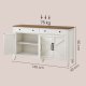 VASAGLE BBK381W02 Sk�nk med skuffe, k�kkenskab med d�re, justerbar hylde, landlig stil, til stue, spisestue, 40 x 140 x 80 cm, rustik hvid og honningbrun
