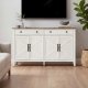 VASAGLE BBK381W02 Sk�nk med skuffe, k�kkenskab med d�re, justerbar hylde, landlig stil, til stue, spisestue, 40 x 140 x 80 cm, rustik hvid og honningbrun