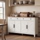 VASAGLE BBK381W02 Sk�nk med skuffe, k�kkenskab med d�re, justerbar hylde, landlig stil, til stue, spisestue, 40 x 140 x 80 cm, rustik hvid og honningbrun