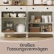 VASAGLE BBK381W02 Sk�nk med skuffe, k�kkenskab med d�re, justerbar hylde, landlig stil, til stue, spisestue, 40 x 140 x 80 cm, rustik hvid og honningbrun