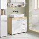 VASAGLE BBK503K01 Vaskeskab med 3 store skuffer, badev�relsesskab, 2 rum bag d�ren, badev�relsesskab med f�dder, 30 x 70 x 64 cm, Cloud White/Naturbeige