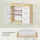 VASAGLE BBK503K01 Vaskeskab med 3 store skuffer, badev�relsesskab, 2 rum bag d�ren, badev�relsesskab med f�dder, 30 x 70 x 64 cm, Cloud White/Naturbeige