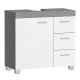 VASAGLE Badev�relsesskab, 3 store skuffer, 30 x 70 x 64 cm, Badev�relsesskab, 2 rum bag d�ren, Badev�relsesskab med f�dder, Cloud White-Cement Grey BBK503T49