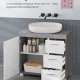 VASAGLE Badev�relsesskab, 3 store skuffer, 30 x 70 x 64 cm, Badev�relsesskab, 2 rum bag d�ren, Badev�relsesskab med f�dder, Cloud White-Cement Grey BBK503T49