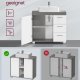 VASAGLE Badev�relsesskab, 3 store skuffer, 30 x 70 x 64 cm, Badev�relsesskab, 2 rum bag d�ren, Badev�relsesskab med f�dder, Cloud White-Cement Grey BBK503T49