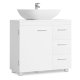 VASAGLE Badev�relsesskab til undervask, opbevaringsskab, med 3 skuffer, 2 rum bag d�ren, til h�ndvaske med piedestal, med f�dder, 30 x 70 x 64 cm, Cloud White BBK504W01