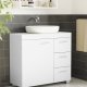 VASAGLE Badev�relsesskab til undervask, opbevaringsskab, med 3 skuffer, 2 rum bag d�ren, til h�ndvaske med piedestal, med f�dder, 30 x 70 x 64 cm, Cloud White BBK504W01