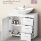 VASAGLE Badev�relsesskab til undervask, opbevaringsskab, med 3 skuffer, 2 rum bag d�ren, til h�ndvaske med piedestal, med f�dder, 30 x 70 x 64 cm, Cloud White BBK504W01