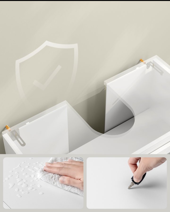 VASAGLE Underskab, Badev�relsesskab, 2 rum bag d�rene, til piedestalfri h�ndvaske, med ben, 30 x 60 x 60 cm, Cloud White BBK505W01