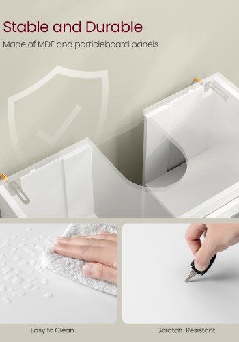 VASAGLE BBK506W01 Opbevaringsm�bel til undervask, 2 rum, bag d�ren, passer til forskellige h�ndvaske med ben, 30 x 60 x 60 cm, Cloud White