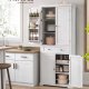 VASAGLE H�jt k�kkenskab, 40 x 76 x 182,1 cm, fritst�ende h�jt opbevaringsskab med skuffe, 4 justerbare hylder, 6 d�rhylder, til stue, k�kken, hvid BBC561W21